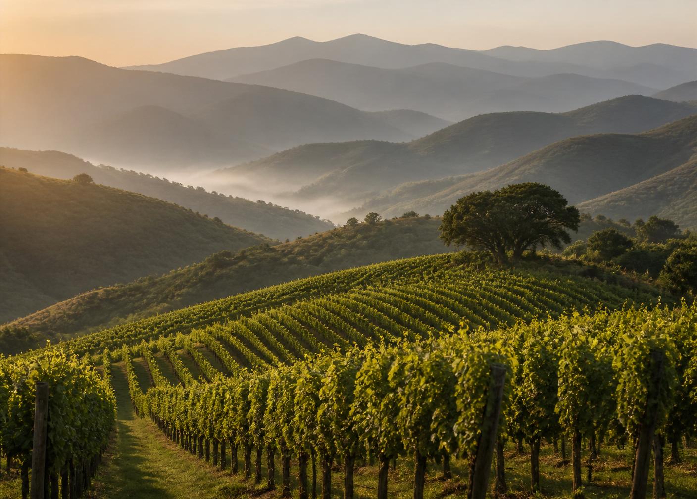 Parreirais em encosta de altitude na Serra da Mantiqueira ao amanhecer
